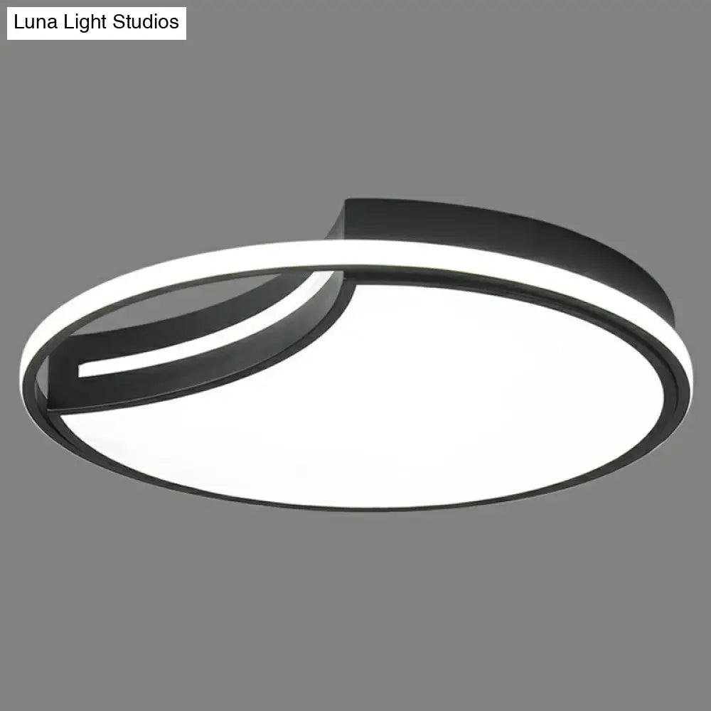 Modern Black Led Ceiling Flush Mount With Halo Ring - Minimalist Acrylic Bedroom Light Fixture /