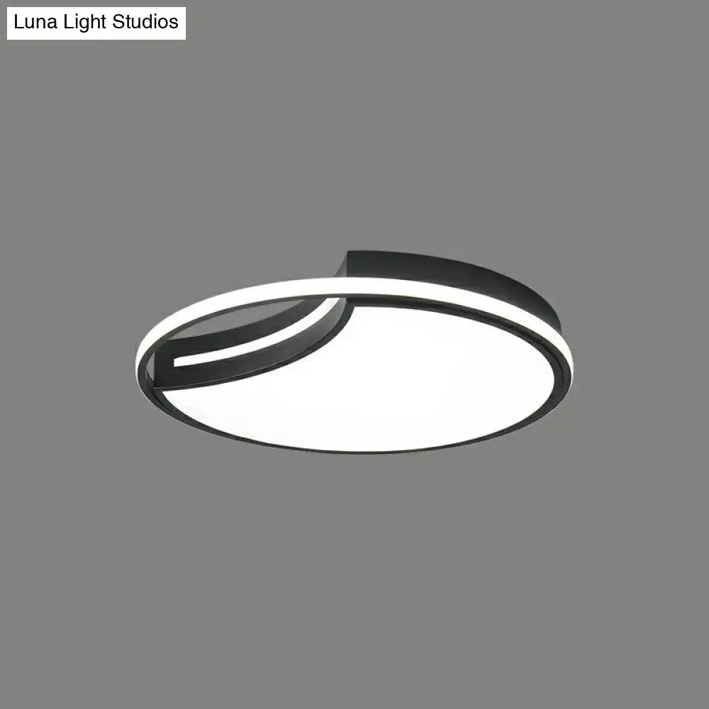 Modern Black Led Ceiling Flush Mount With Halo Ring - Minimalist Acrylic Bedroom Light Fixture /