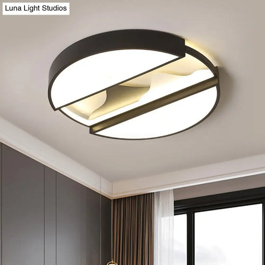 Modern Black Led Ceiling Flush Mount With Metal Shade - Warm/White Light 16.5/20.5 Wide