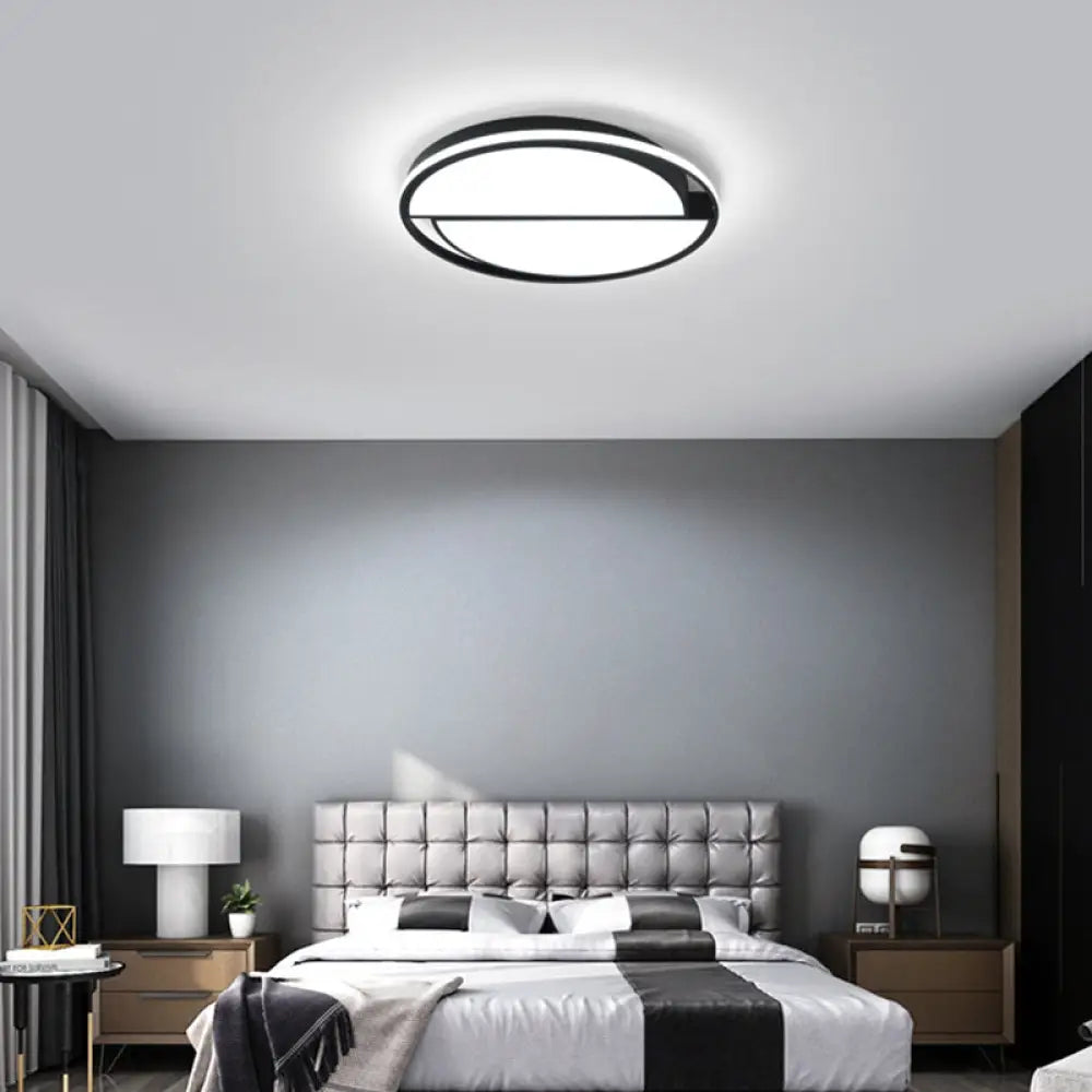 Modern Black Led Ceiling Lamp - Minimalist Acrylic Flush Mount Light In White/3 Color For Bedroom /