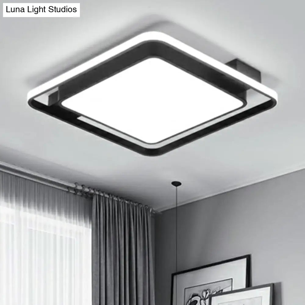 Modern Black Led Ceiling Light With Acrylic Diffuser - Simple Metal Flush Mount