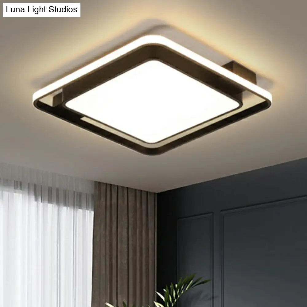 Modern Black Led Ceiling Light With Acrylic Diffuser - Simple Metal Flush Mount