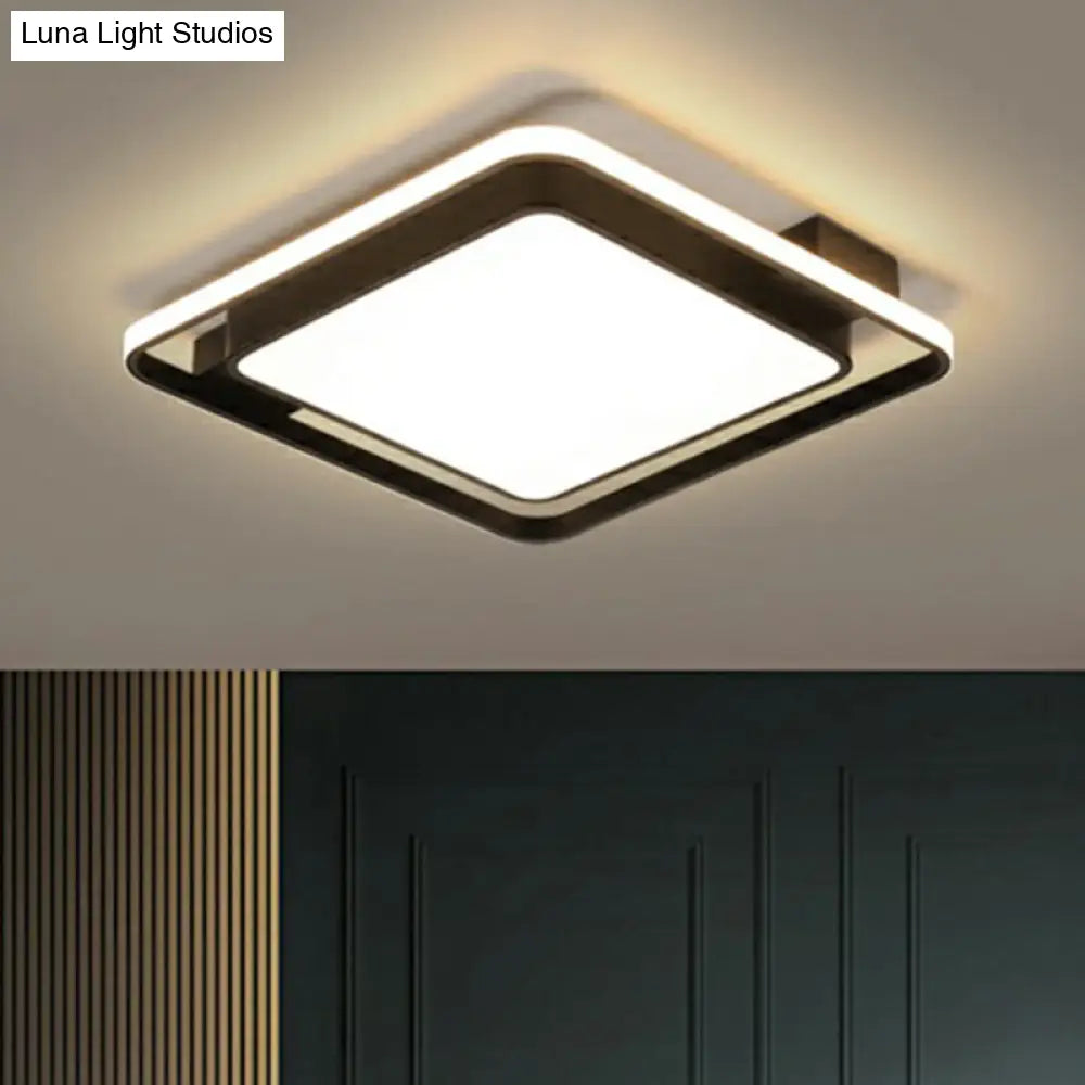 Modern Black Led Ceiling Light With Acrylic Diffuser - Simple Metal Flush Mount