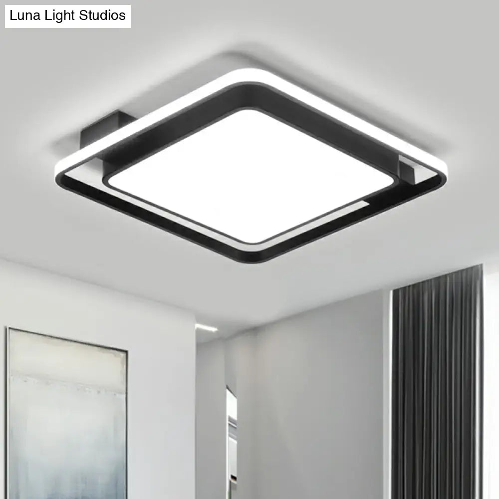 Modern Black Led Ceiling Light With Acrylic Diffuser - Simple Metal Flush Mount