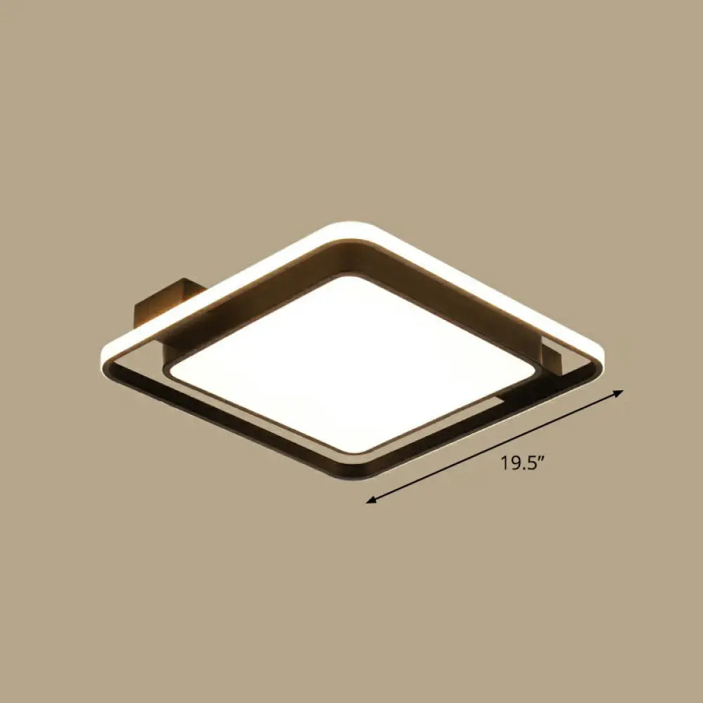 Modern Black Led Ceiling Light With Acrylic Diffuser - Simple Metal Flush Mount / Warm