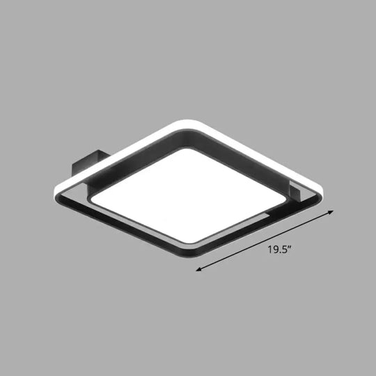 Modern Black Led Ceiling Light With Acrylic Diffuser - Simple Metal Flush Mount / White