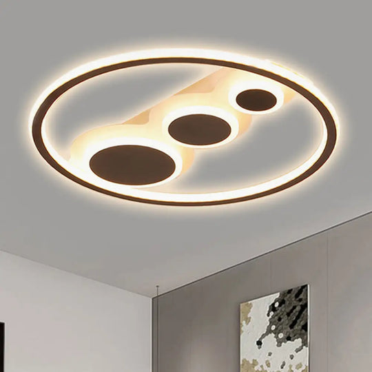 Modern Black Led Ceiling Light With Acrylic Lamp For Hotel Kitchen / 18.5’ Warm