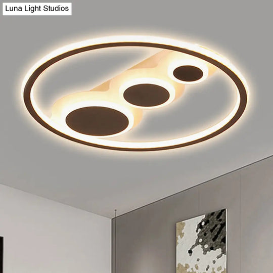 Modern Black Led Ceiling Light With Acrylic Lamp For Hotel Kitchen / 18.5 Warm