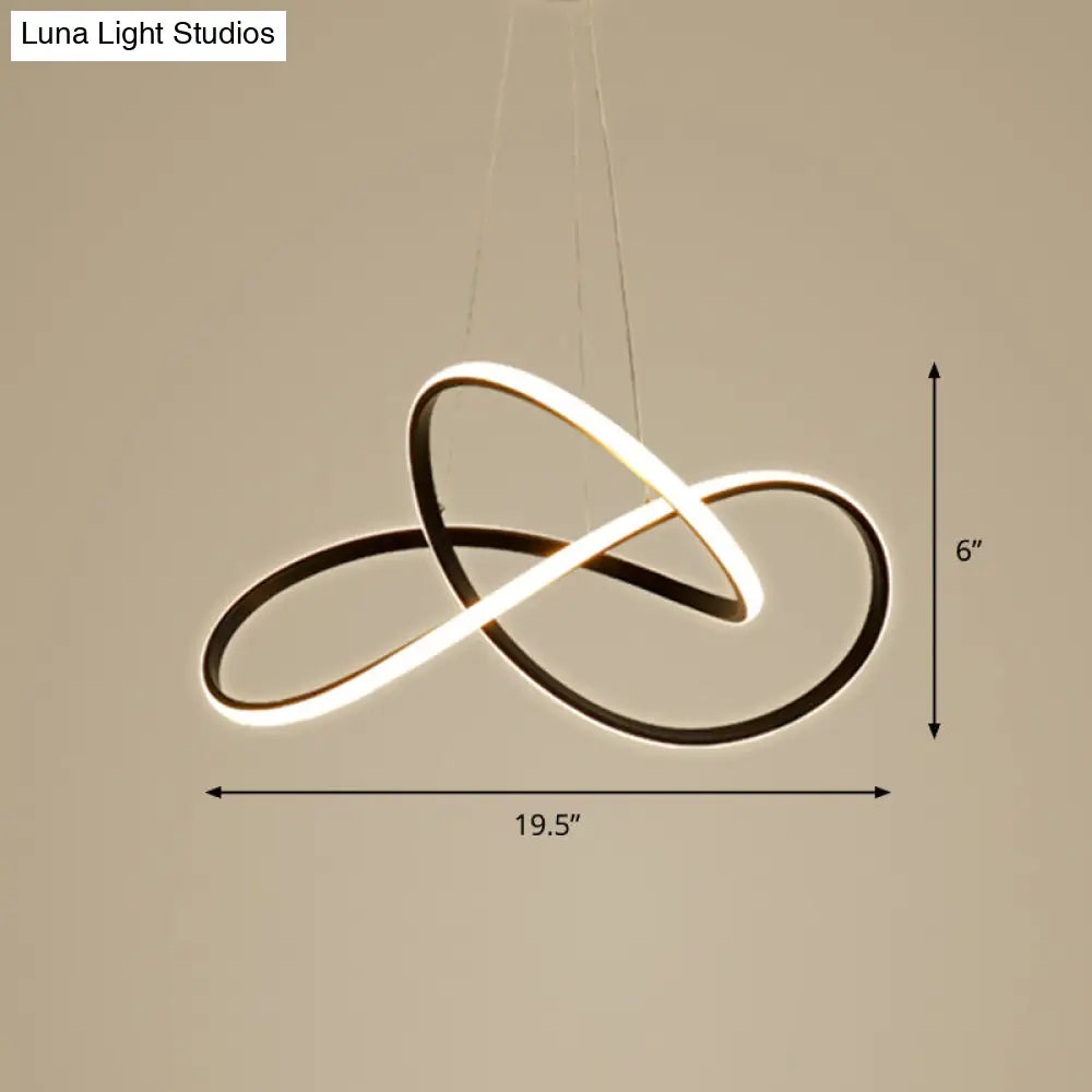 Black Curve Led Chandelier Light With Minimalistic Design And Acrylic Shade / 19.5 Natural