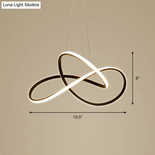 Black Curve Led Chandelier Light With Minimalistic Design And Acrylic Shade / 19.5 Natural