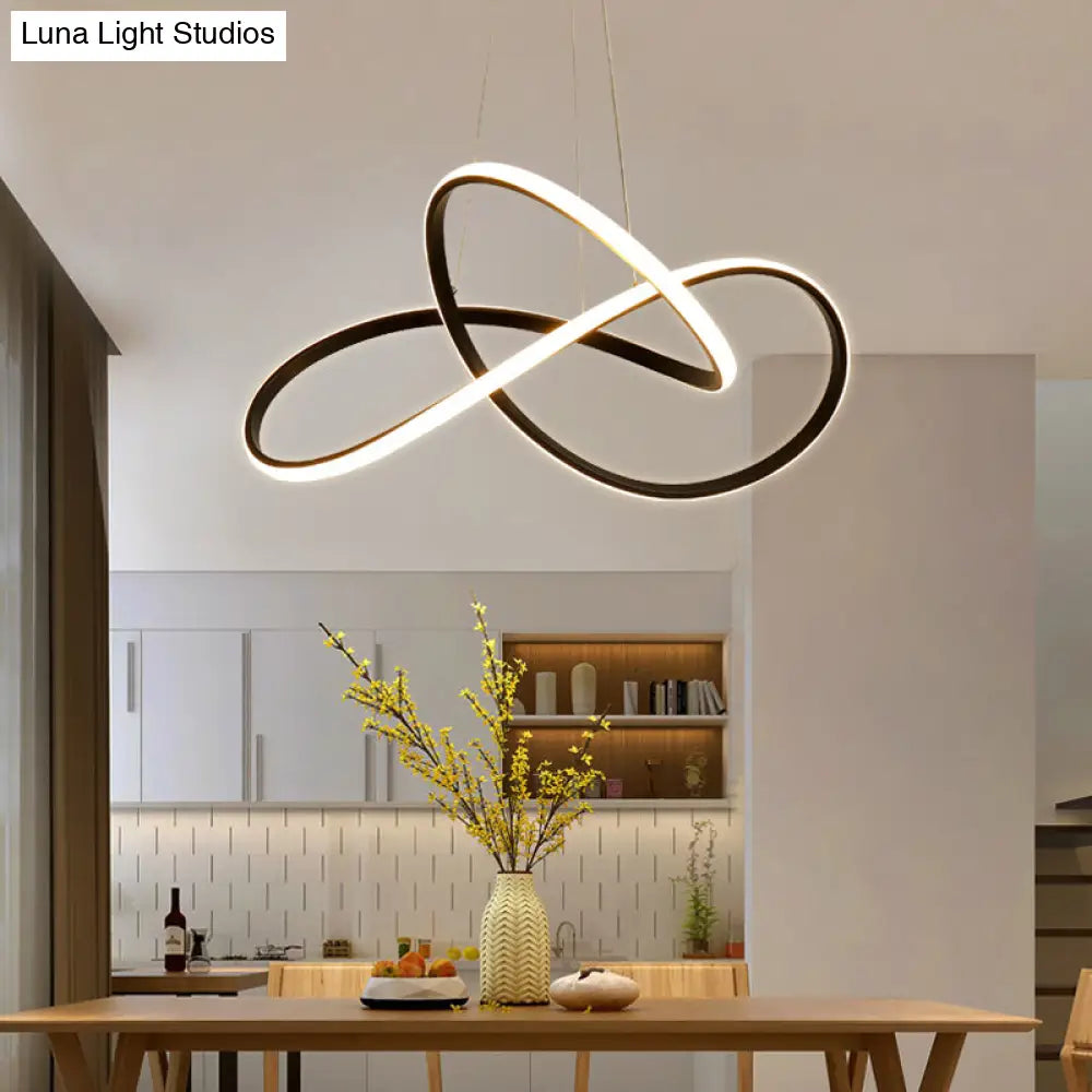 Black Curve Led Chandelier Light With Minimalistic Design And Acrylic Shade