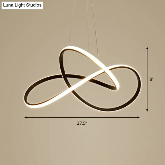 Black Curve Led Chandelier Light With Minimalistic Design And Acrylic Shade / 27.5 Natural