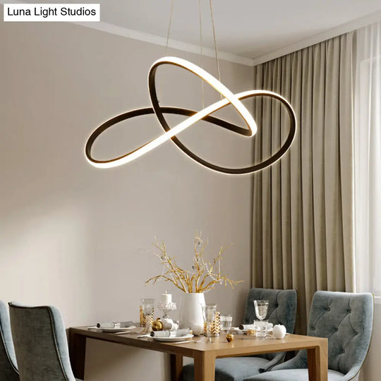 Black Curve Led Chandelier Light With Minimalistic Design And Acrylic Shade