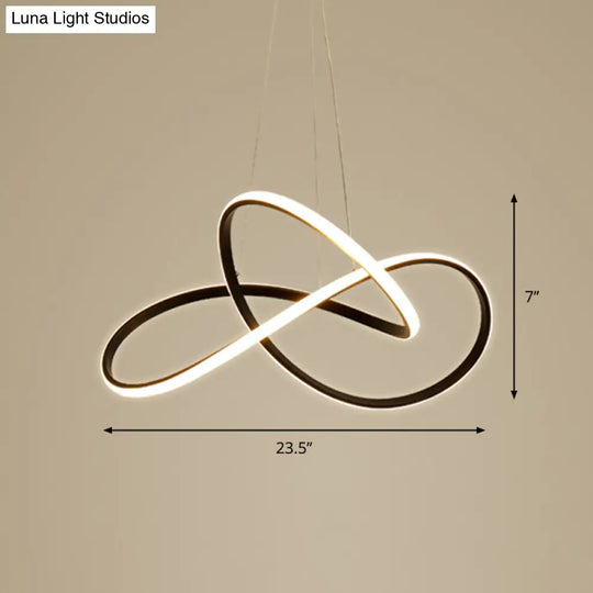 Black Curve Led Chandelier Light With Minimalistic Design And Acrylic Shade / 23.5 Natural