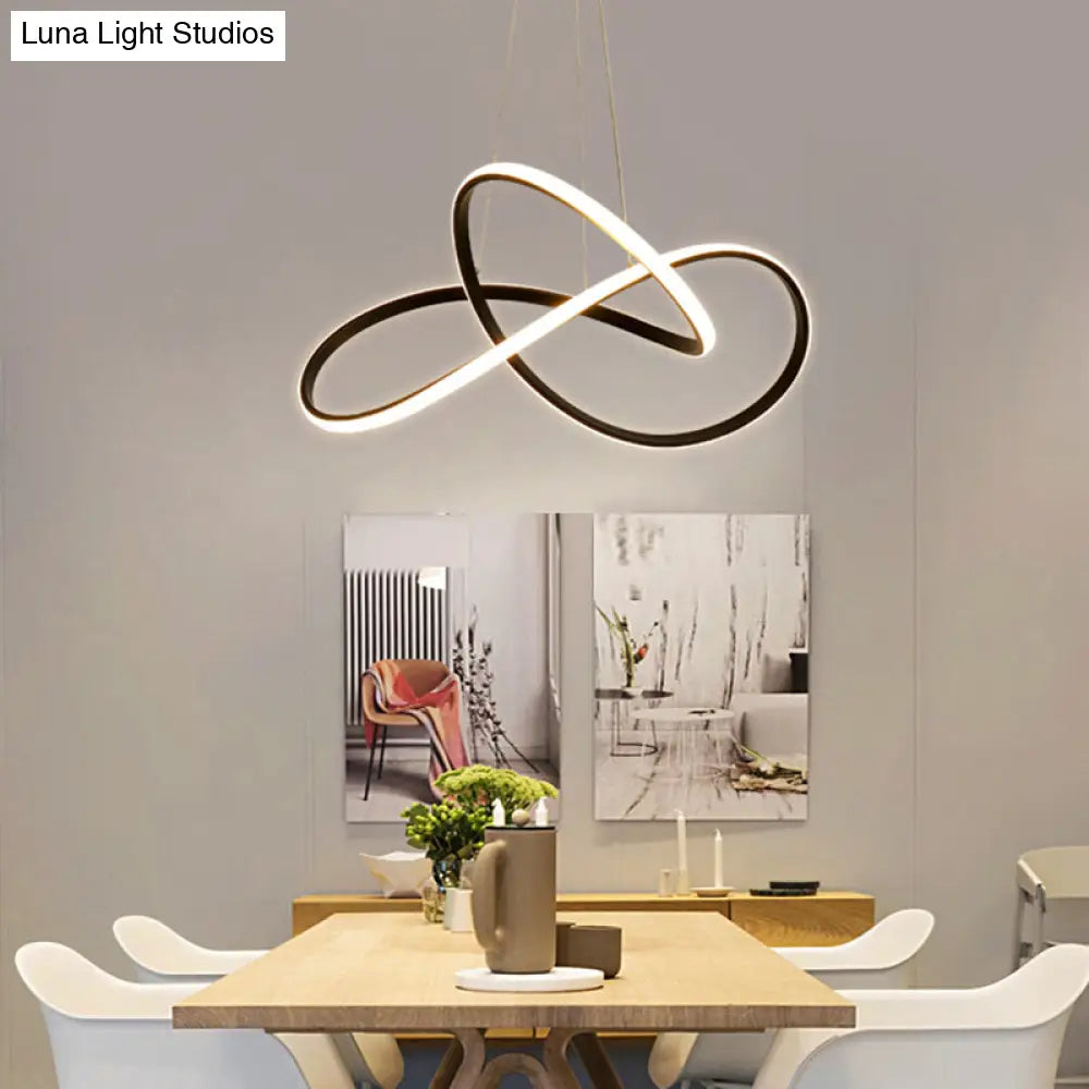 Black Curve Led Chandelier Light With Minimalistic Design And Acrylic Shade