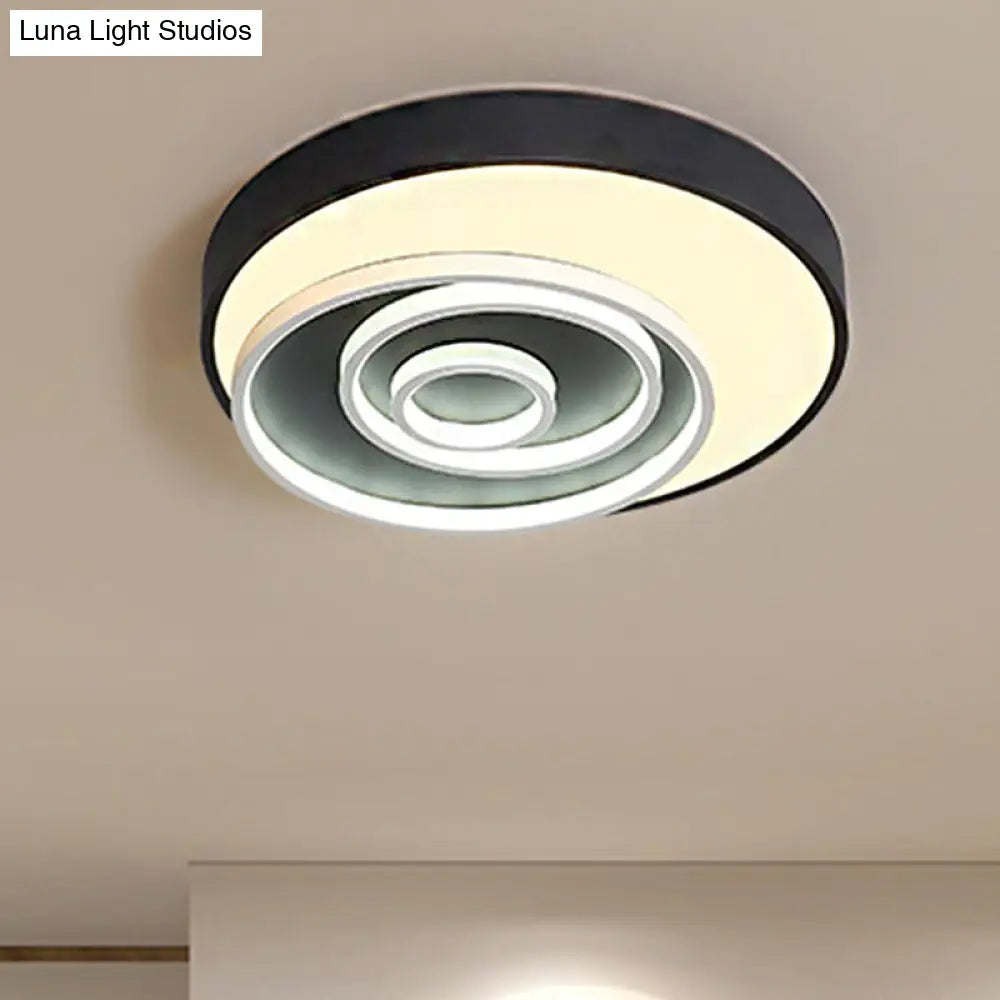 Modern Black Led Flush Mount Bedroom Lamp With Acrylic Circle Shade 16/19.5 Wide / 16 White
