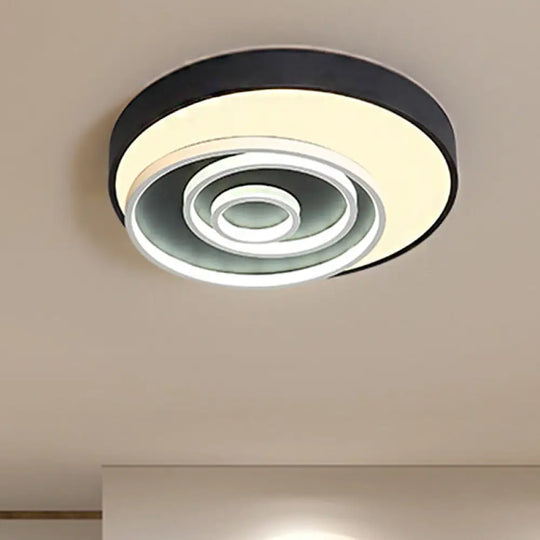 Modern Black Led Flush Mount Bedroom Lamp With Acrylic Circle Shade 16’/19.5’ Wide / 16’ White