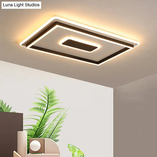 Modern Black Led Flush - Mount Ceiling Lamp With Acrylic Shade - Living Room Light White/3 Color