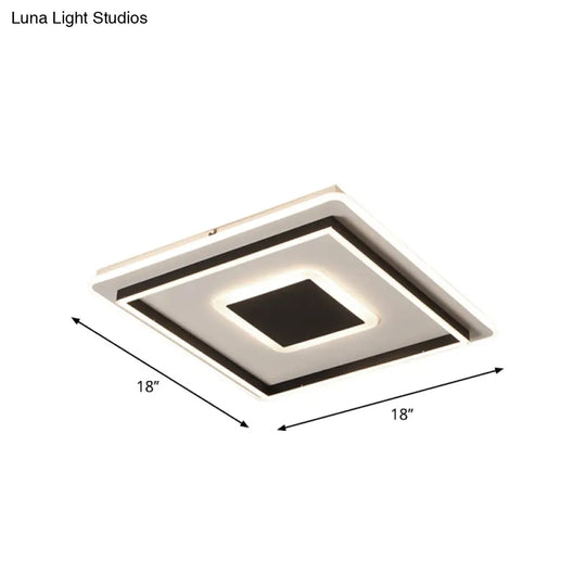 Modern Black Led Flush - Mount Ceiling Lamp With Acrylic Shade - Living Room Light White/3 Color