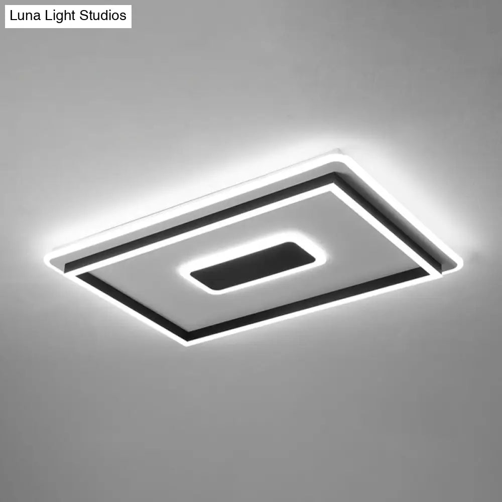 Modern Black Led Flush - Mount Ceiling Lamp With Acrylic Shade - Living Room Light White/3 Color