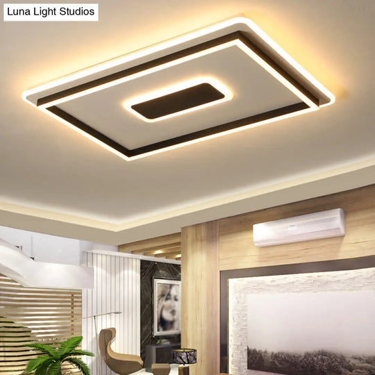 Modern Black Led Flush-Mount Ceiling Lamp With Acrylic Shade - Living Room Light White/3 Color /
