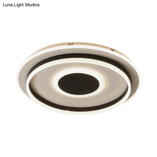 Modern Black Led Flush-Mount Ceiling Lamp With Acrylic Shade - Living Room Light White/3 Color