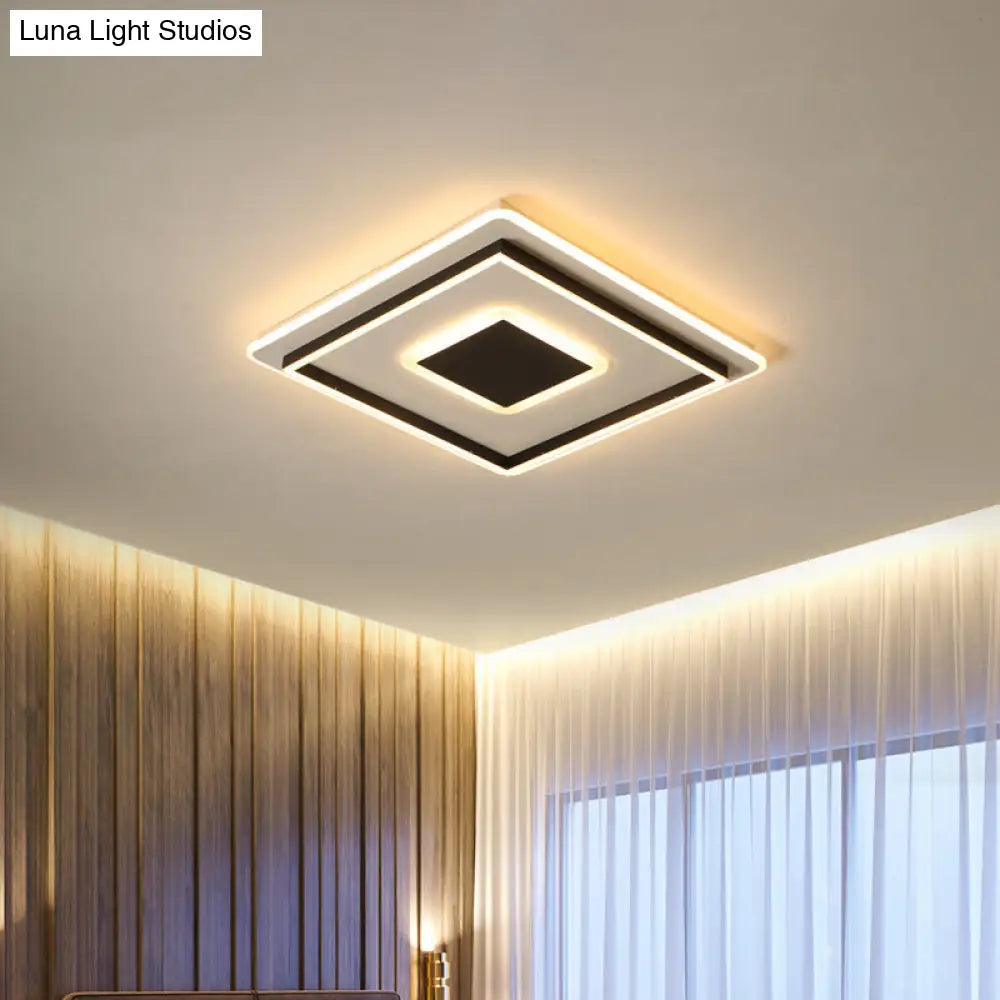 Modern Black Led Flush-Mount Ceiling Lamp With Acrylic Shade - Living Room Light White/3 Color /