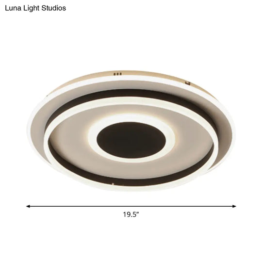 Modern Black Led Flush - Mount Ceiling Lamp With Acrylic Shade - Living Room Light White/3 Color