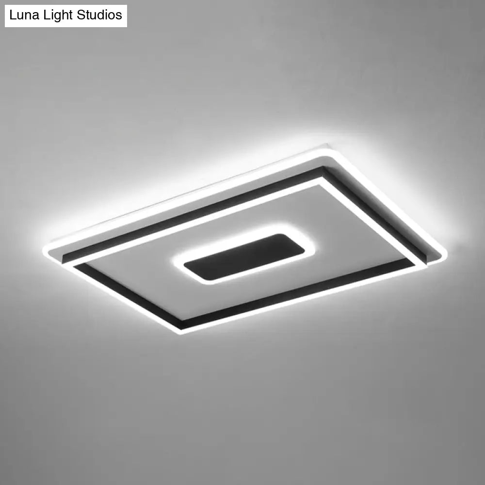Modern Black Led Flush-Mount Ceiling Lamp With Acrylic Shade - Living Room Light White/3 Color
