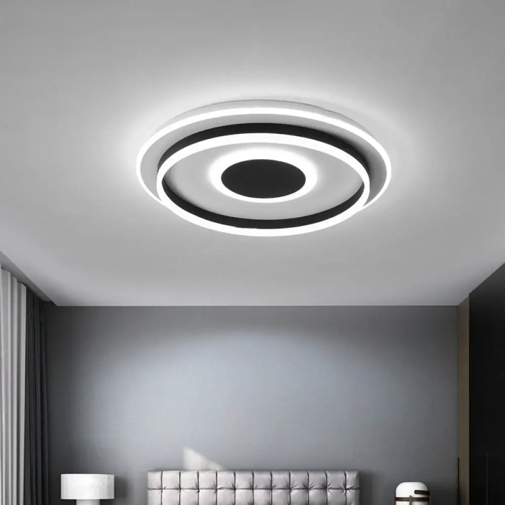 Modern Black Led Flush - Mount Ceiling Lamp With Acrylic Shade - Living Room Light White/3 Color /