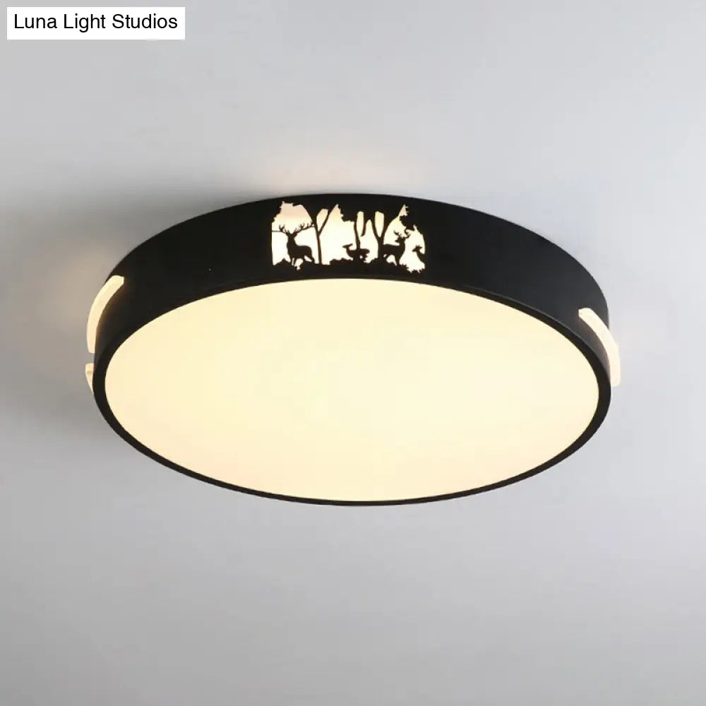 Modern Black Led Flush Mount Ceiling Light Fixture 16’/19.5’ Wide White/Warm