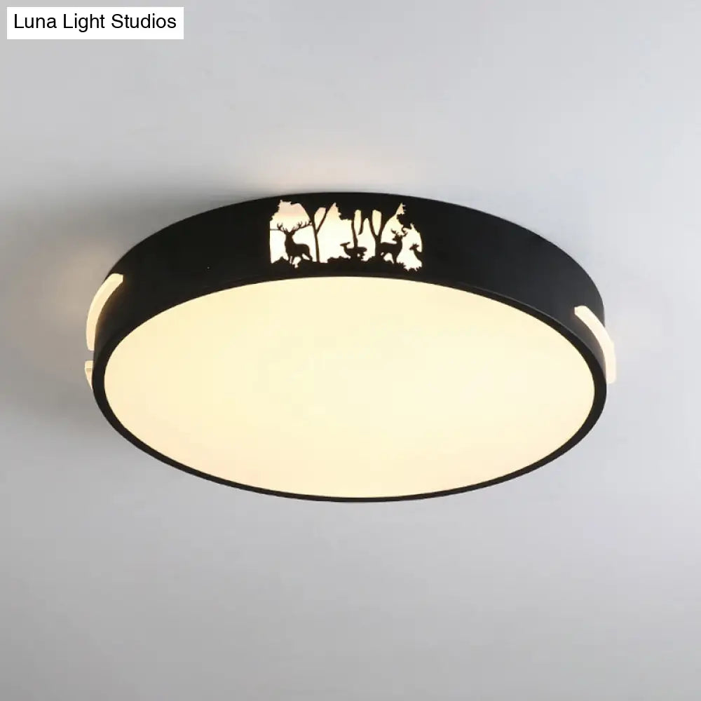 Modern Black Led Flush Mount Ceiling Light Fixture 16/19.5 Wide White/Warm