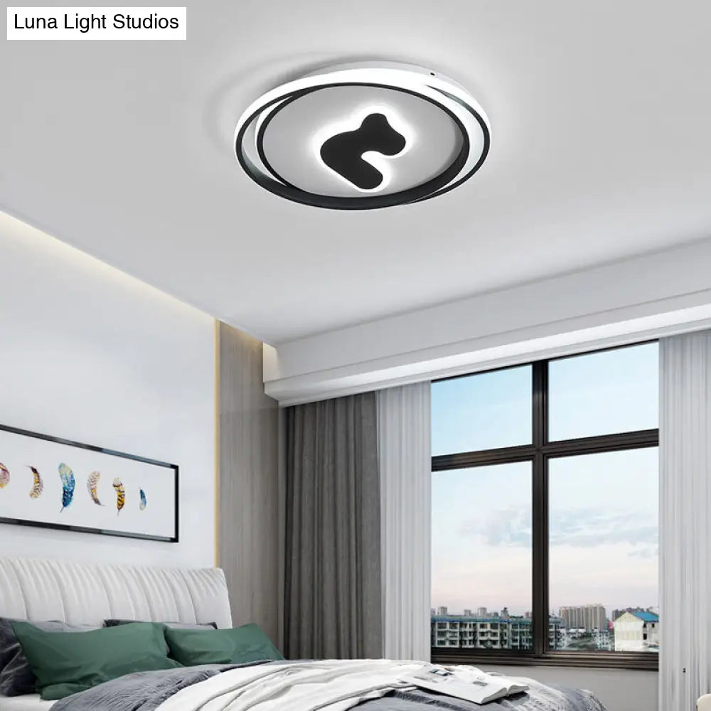 Modern Black Led Flush Mount Ceiling Light Fixture - 16.5/20.5 Wide Circle Acrylic White/Yellow