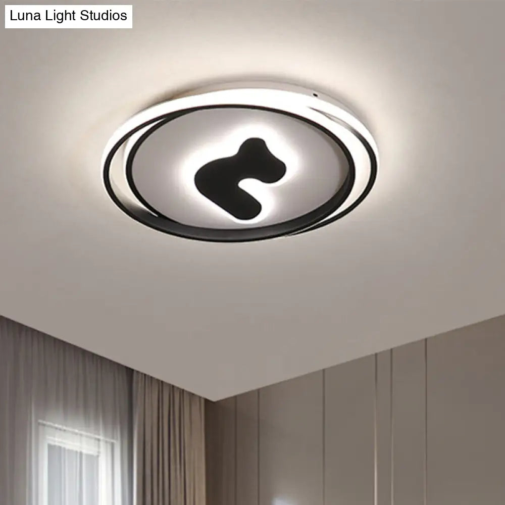 Modern Black Led Flush Mount Ceiling Light Fixture - 16.5/20.5 Wide Circle Acrylic White/Yellow