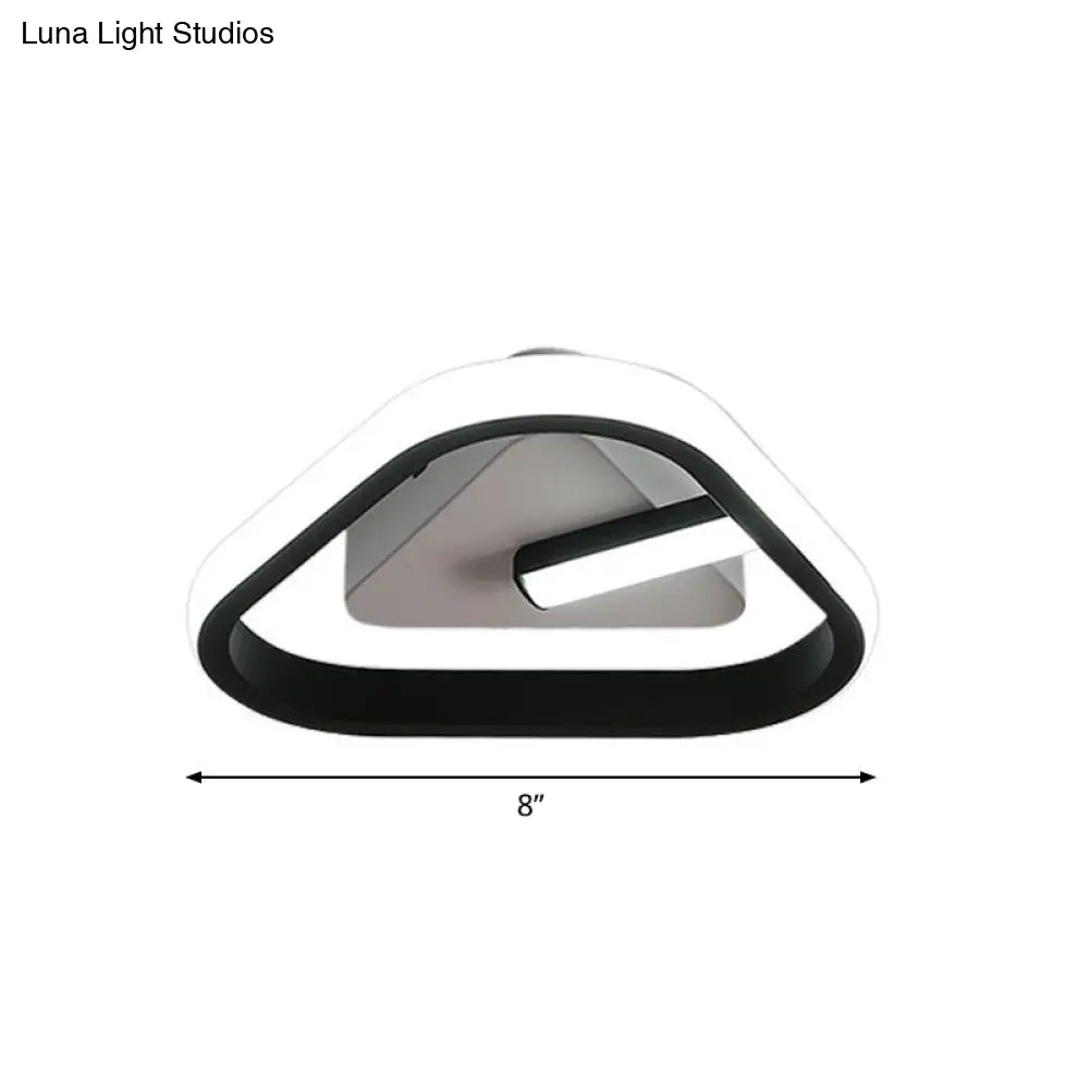 Modern Black Led Flush Mount Ceiling Light For Small Foyer Spaces / White Triangle