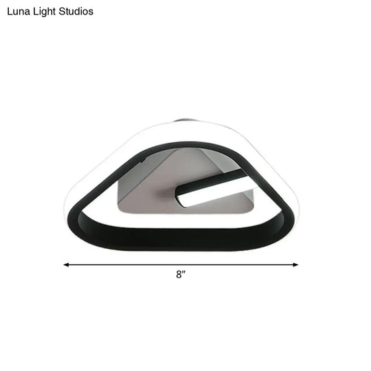 Modern Black Led Flush Mount Ceiling Light For Small Foyer Spaces / White Triangle