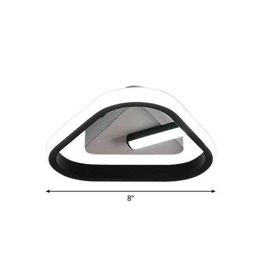 Modern Black Led Flush Mount Ceiling Light For Small Foyer Spaces / White Triangle