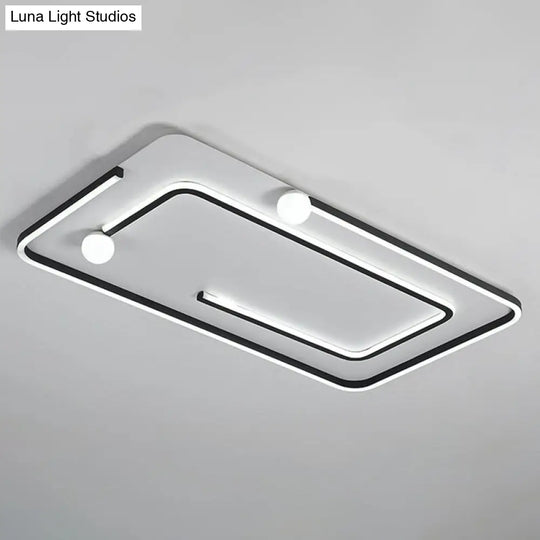 Modern Black Led Flush Mount Ceiling Light - Sleek Geometric Design Ideal For Bedroom Spaces / White