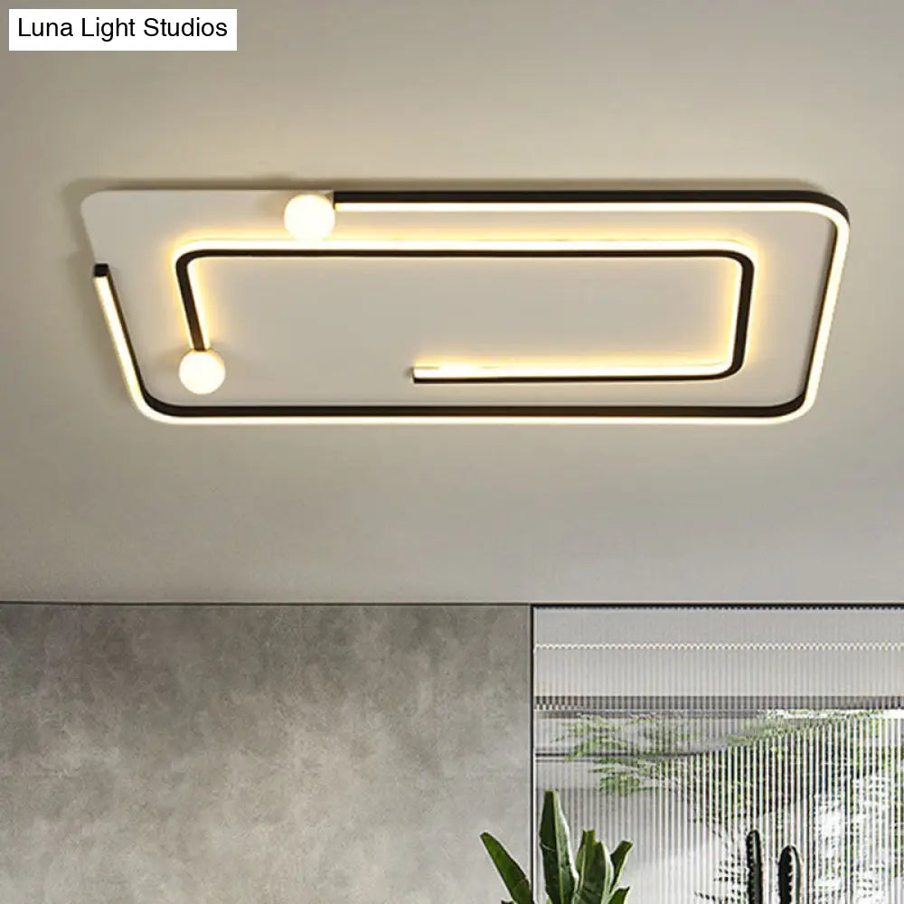 Modern Black Led Flush Mount Ceiling Light - Sleek Geometric Design Ideal For Bedroom Spaces / 3