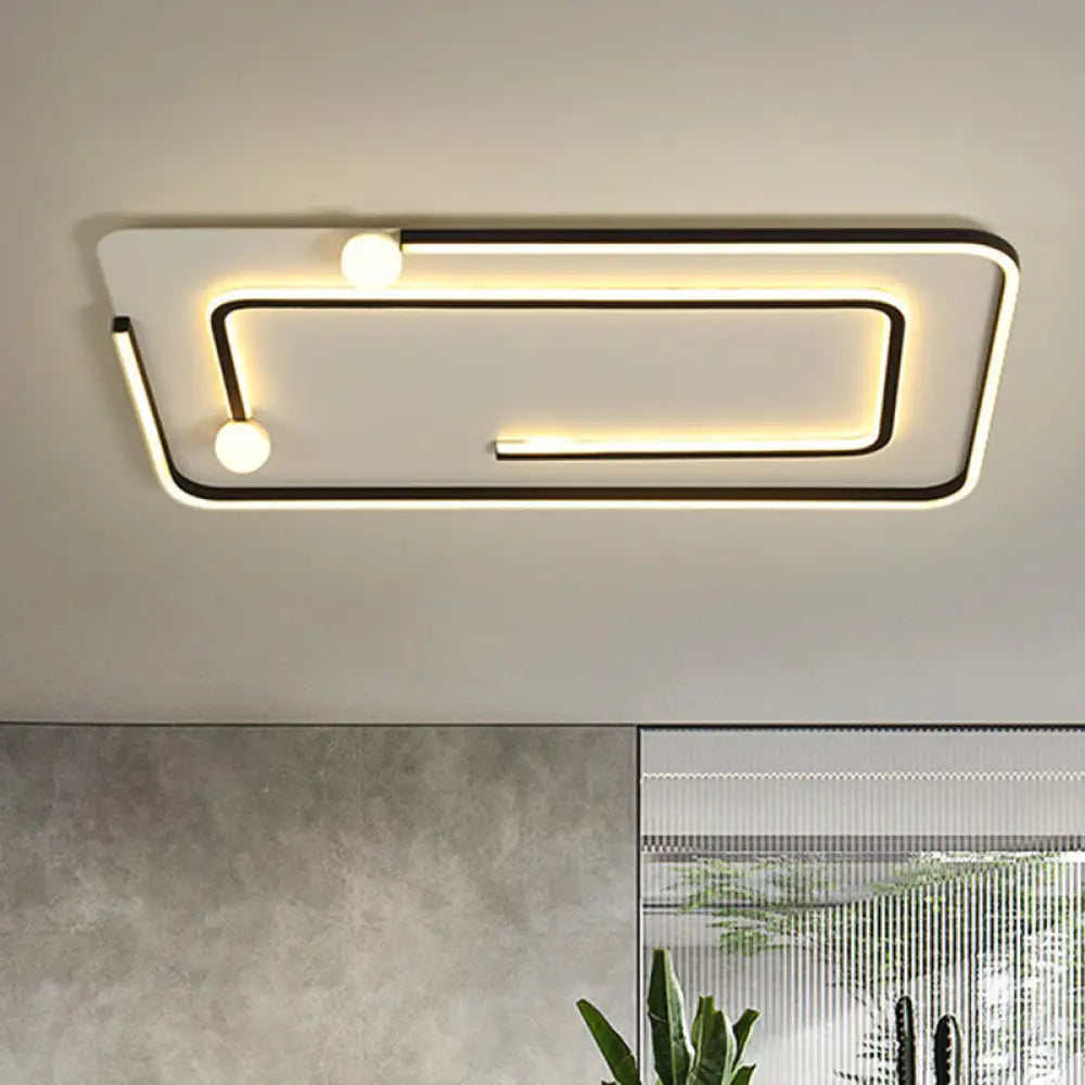 Modern Black Led Flush Mount Ceiling Light - Sleek Geometric Design Ideal For Bedroom Spaces / 3