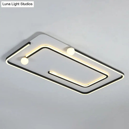 Modern Black Led Flush Mount Ceiling Light - Sleek Geometric Design Ideal For Bedroom Spaces