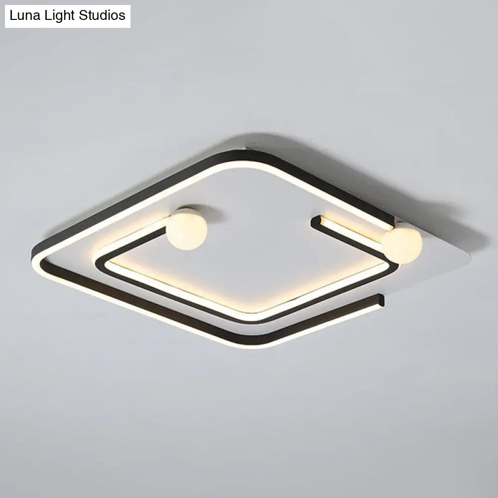 Modern Black Led Flush Mount Ceiling Light - Sleek Geometric Design Ideal For Bedroom Spaces / 3