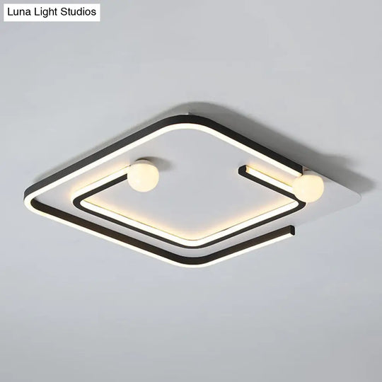 Modern Black Led Flush Mount Ceiling Light - Sleek Geometric Design Ideal For Bedroom Spaces / 3