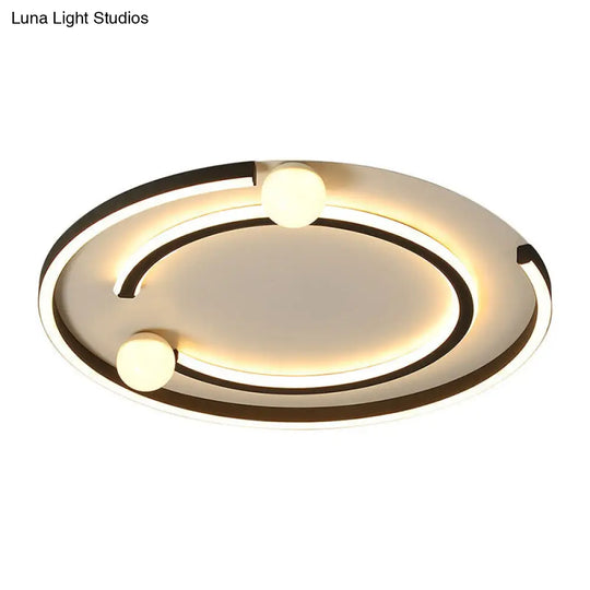 Modern Black Led Flush Mount Ceiling Light - Sleek Geometric Design Ideal For Bedroom Spaces / Warm