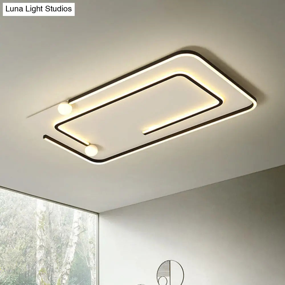 Modern Black Led Flush Mount Ceiling Light - Sleek Geometric Design Ideal For Bedroom Spaces