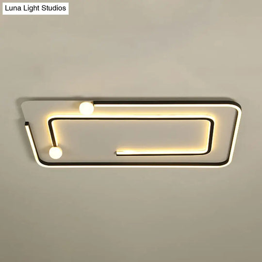 Modern Black Led Flush Mount Ceiling Light - Sleek Geometric Design Ideal For Bedroom Spaces / Warm