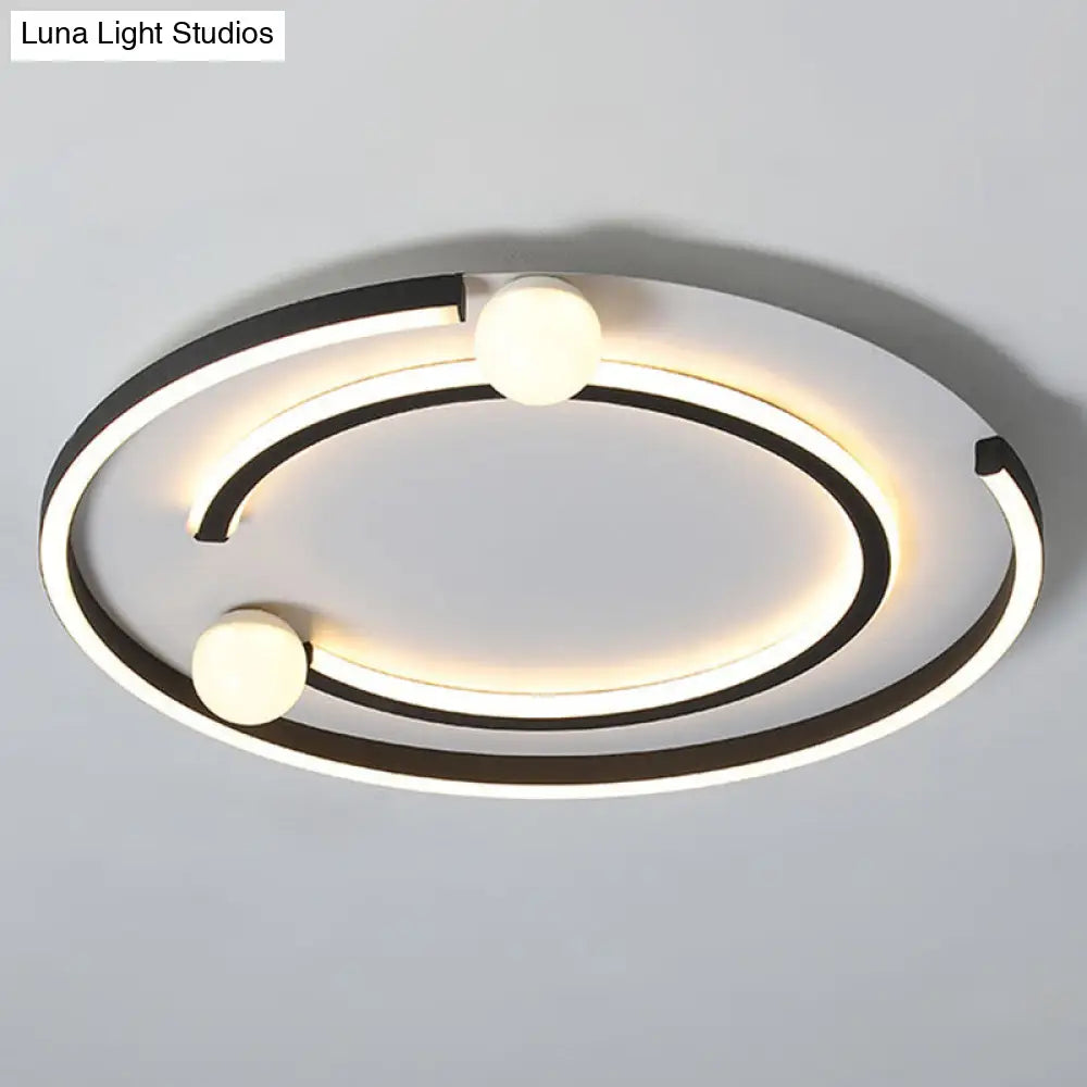 Modern Black Led Flush Mount Ceiling Light - Sleek Geometric Design Ideal For Bedroom Spaces