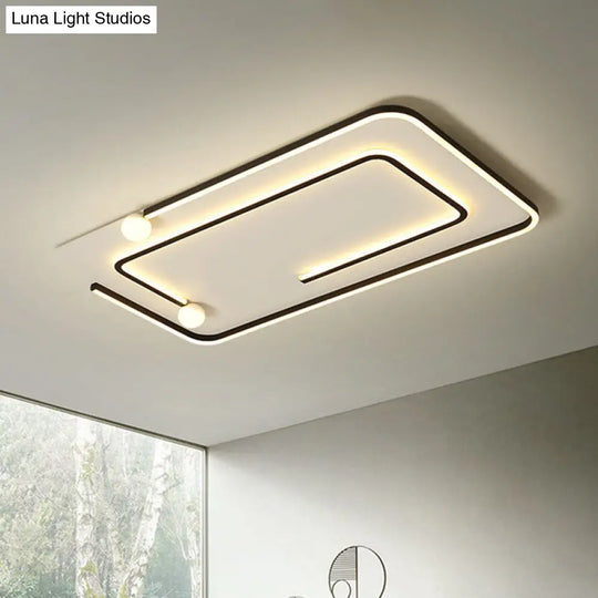 Modern Black Led Flush Mount Ceiling Light - Sleek Geometric Design Ideal For Bedroom Spaces