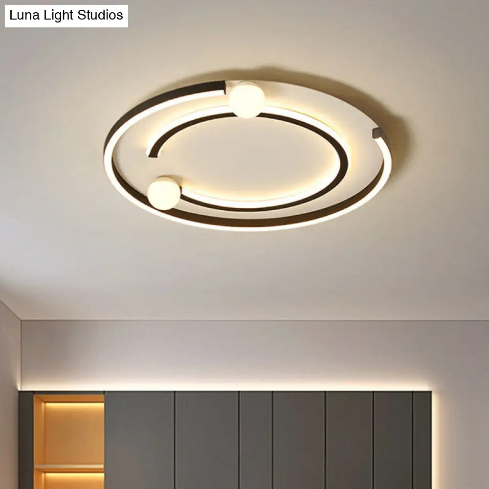 Modern Black Led Flush Mount Ceiling Light - Sleek Geometric Design Ideal For Bedroom Spaces / 3