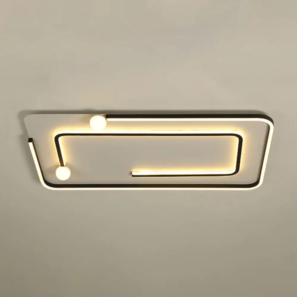 Modern Black Led Flush Mount Ceiling Light - Sleek Geometric Design Ideal For Bedroom Spaces / Warm